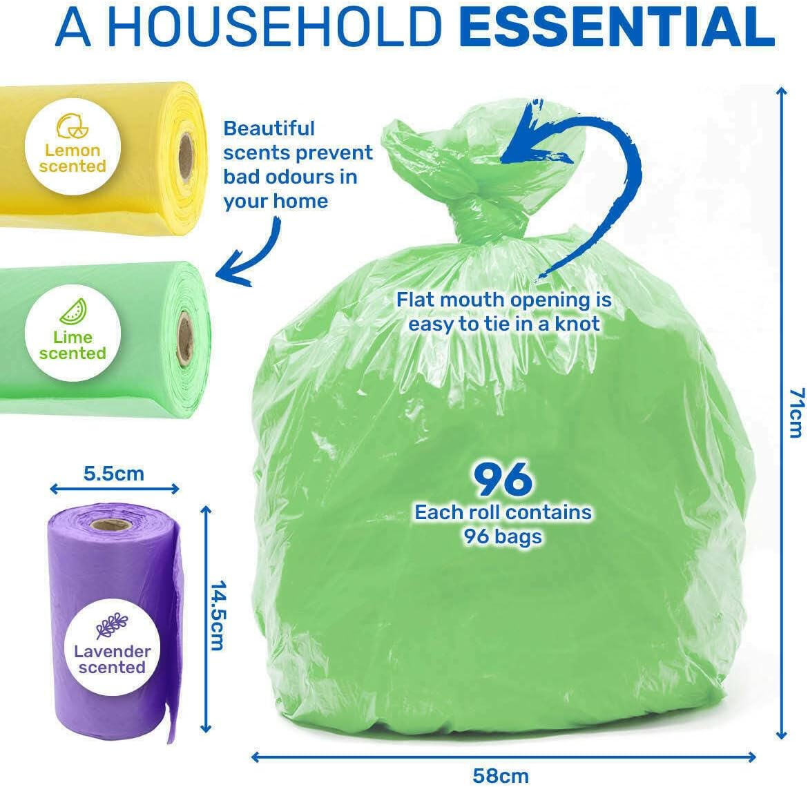 Scented Kitchen Tidy Garbage Bin Liner 96-Piece Set, 35 Litre Capacity image number 2
