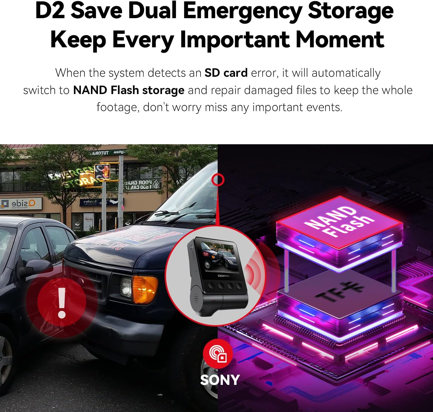 DDPAI Dash Cam Front and Rear Camera 4K, Dash Camera with Built-In GPS Wifi,2160P Front,1080P Rear,Car Camera with IMX415 Sensor,Super Night Vision,Dual Storage Design,24H Parking Mode, G-Sensor, Z50 image number 1