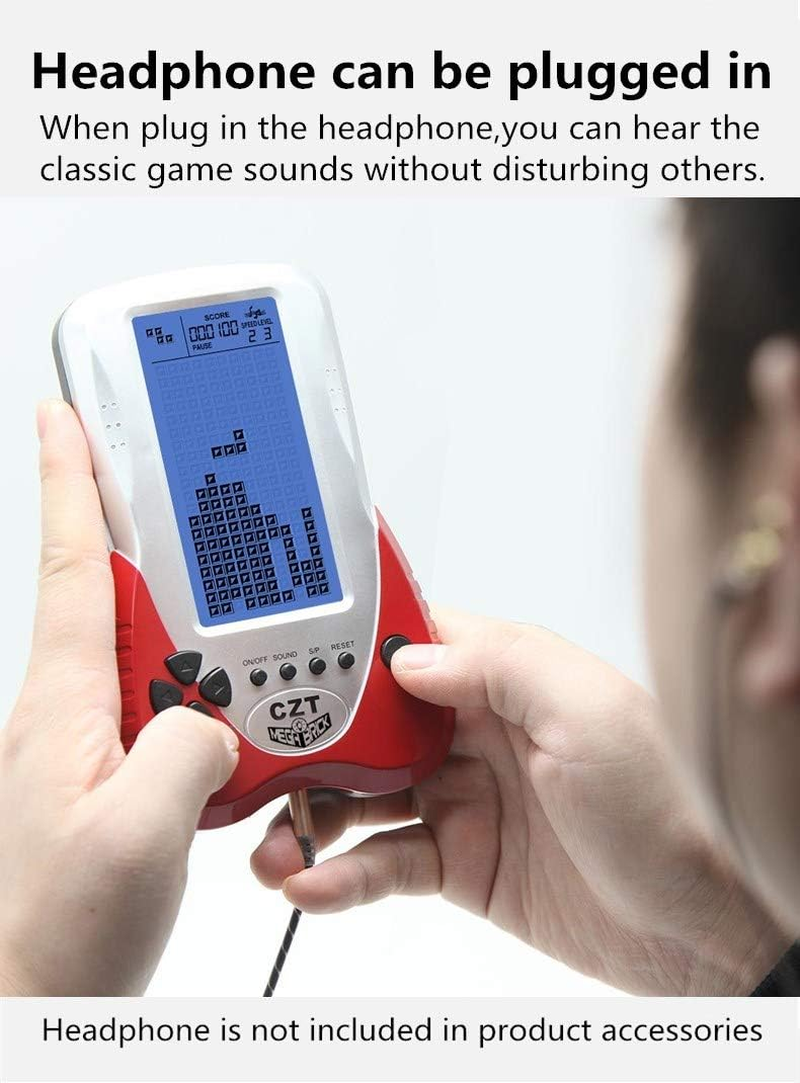 CZT Upgraded Version of Large-Screen Brick Game Console with Adjustable Blue Backlight Support Plug-In Headset Built-In 23 Games Rechargeable Nostalgic Leisurely Puzzle Children'S Gift