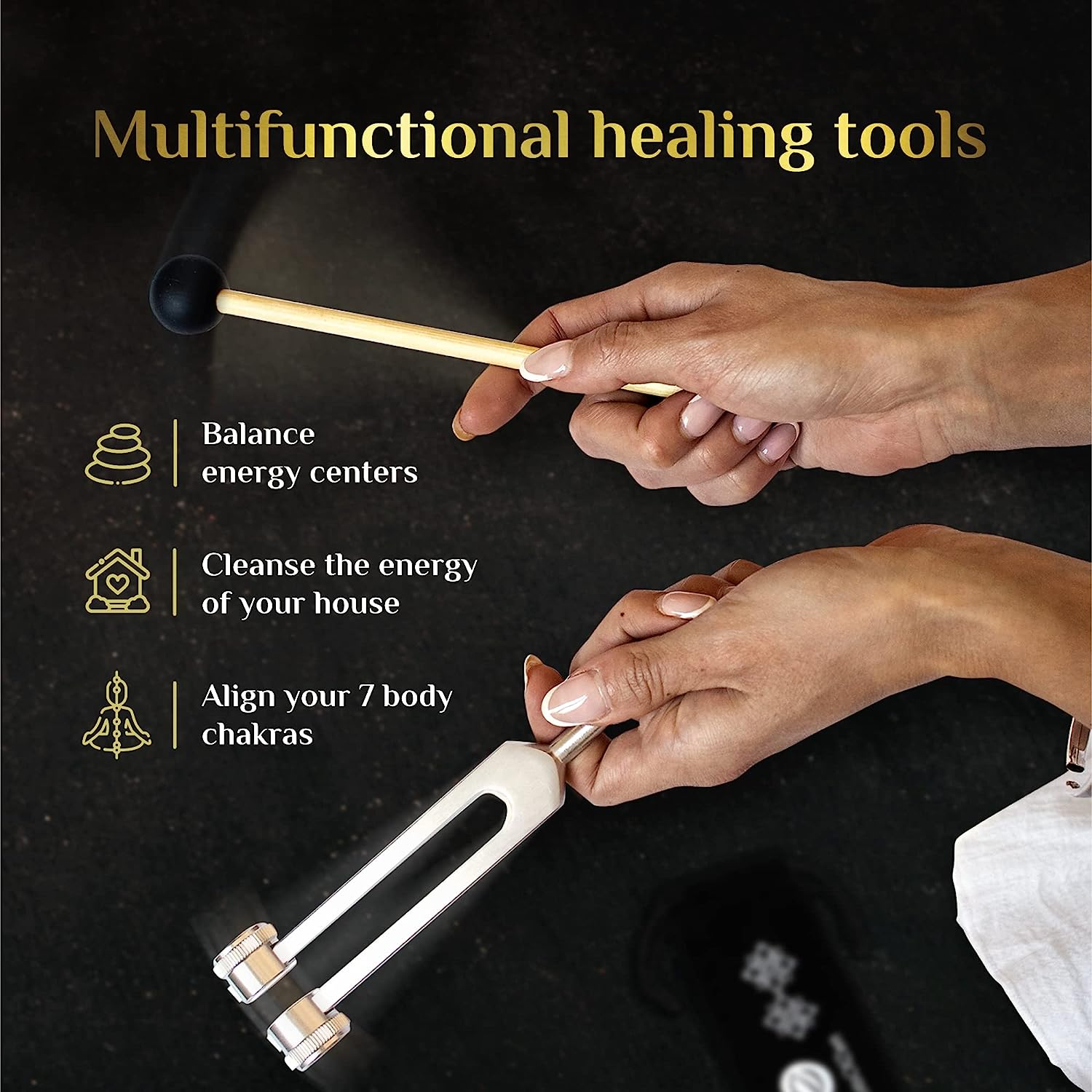 Tuning Forks for Healing (128Hz, 256Hz, 512Hz) &mdash; Body Weighted Tuning Forks Medical for Healing Chakra Set &mdash; Medical Sound Healing Tools, DNA Repair &mdash; Frequency Healing Devices image number 5