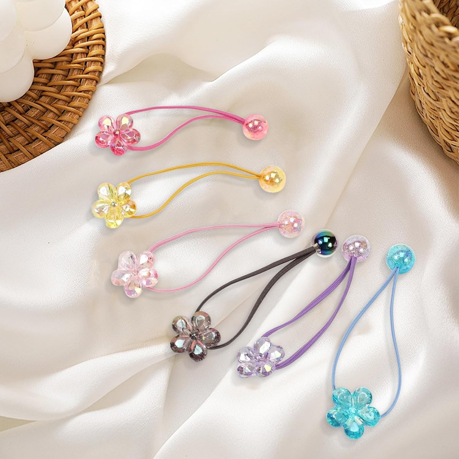 Ruzister 12 Colourful Camellia Hair Rings Scrunchies Small Children'S Hair Accessories image number 5