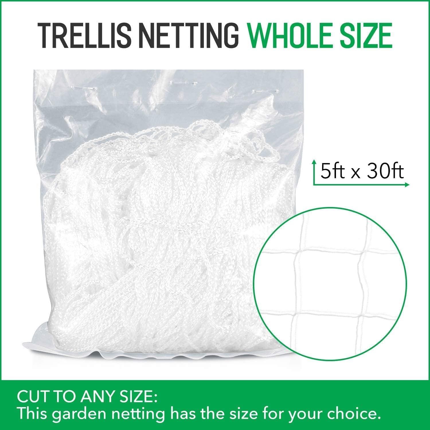 THJOPOKEEL Plant Support Netting 5X30Ft, Heavy-Duty Polyester Grow Net for Climbing Plants, Indoor & Outdoor, save Garden Space image number 1