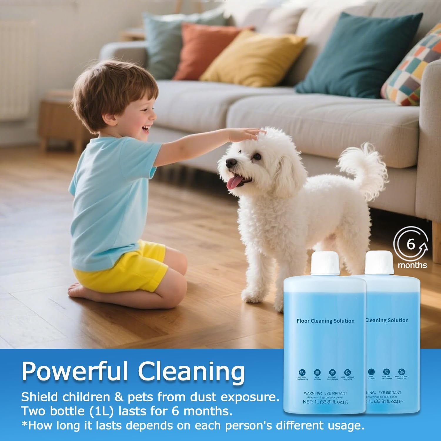 2-Pack Floor Cleaning Solution Compatible with All Roborock, Floor Cleaner for Hardwood, Compatible Robot Vacuums with Mopping and Wet and Dry Vacuum 1L image number 4