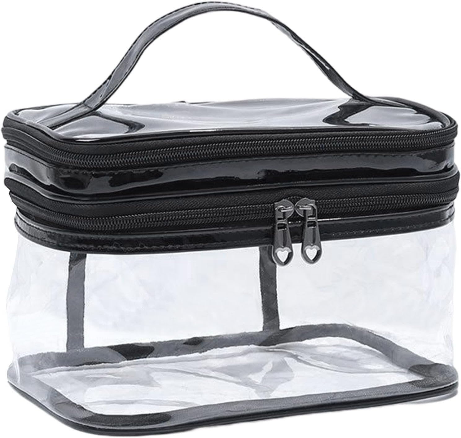 Double Layer Clear Cosmetic Bag Double Layer Clear Cosmetic Bag Transparent Large Cosmetic Bag, Silver, Siehe Beschreibung, See Description