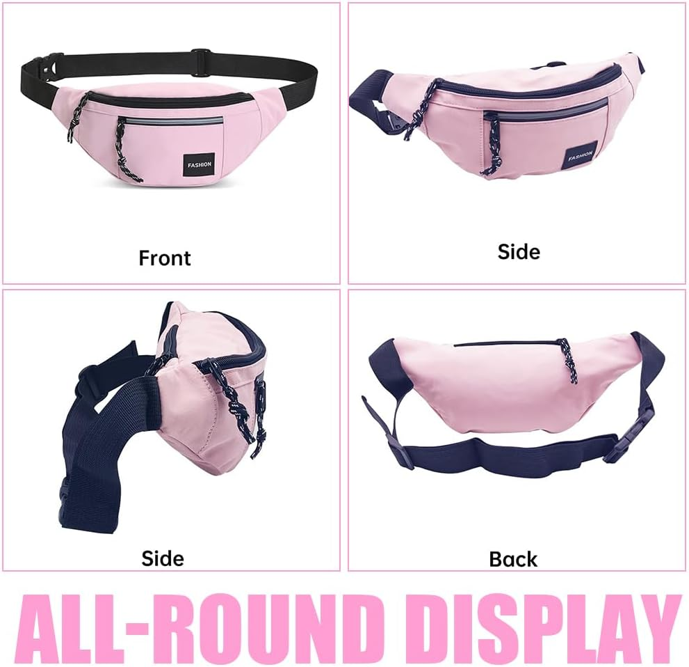Hiking and Running Waist Packs, Waterproof Waist Bag, Portable Shoulder Bag, Adjustable Crossbody Bag with Multiple Compartments, Waist Pack for Camping, Travel Outdoor (Pink) image number 1