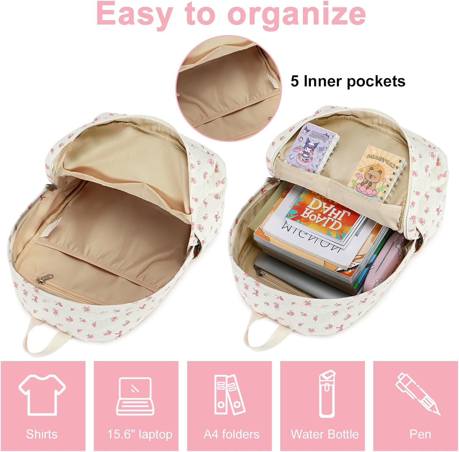 School Backpacks for Boys, Teens Girls Unisex School Bookbag Set Travel Daypack image number 5