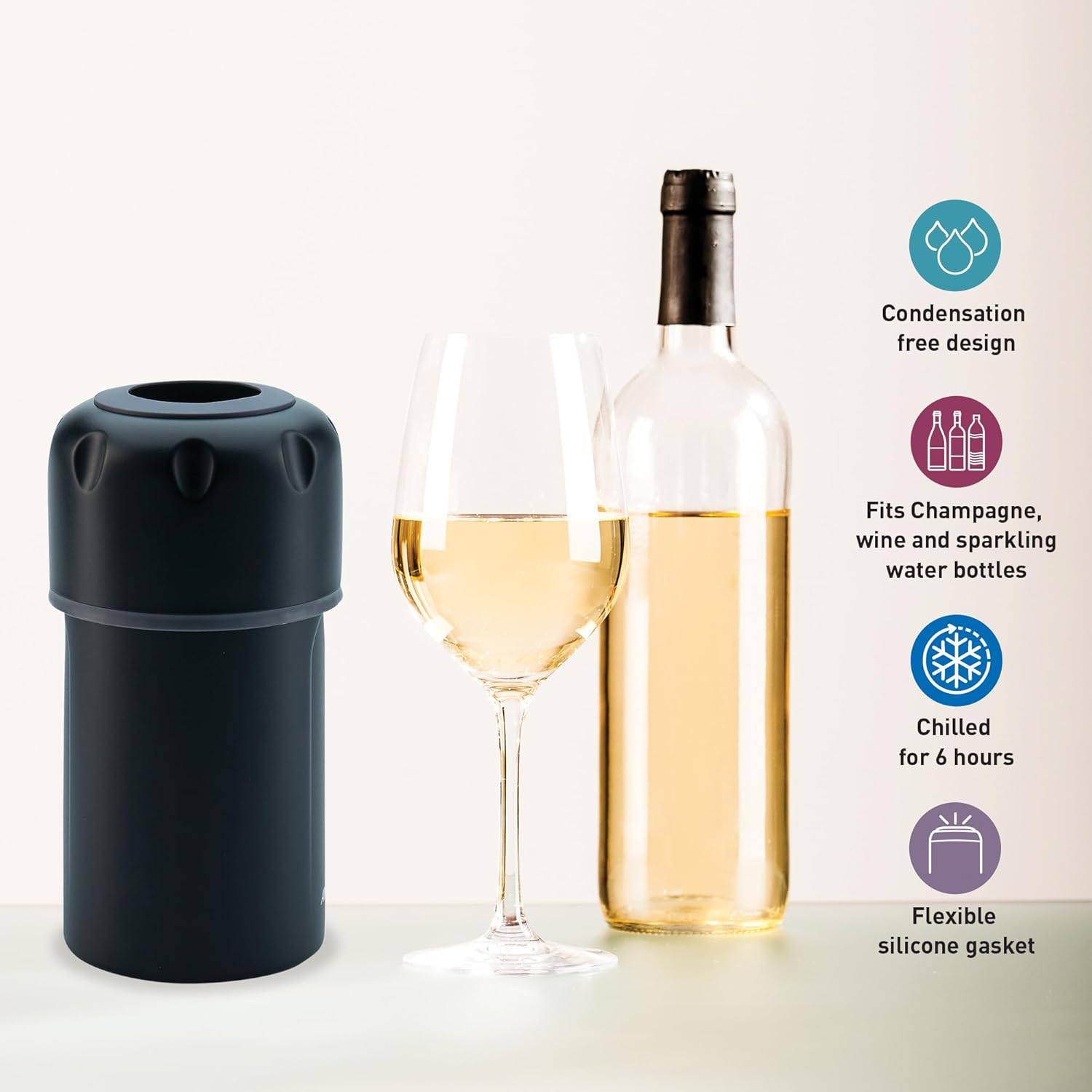 Avanti Insulated Wine Cooler - Black - Keeps Your Wine Cold up to 6 Hours, No Ice Required = No Mess image number 2