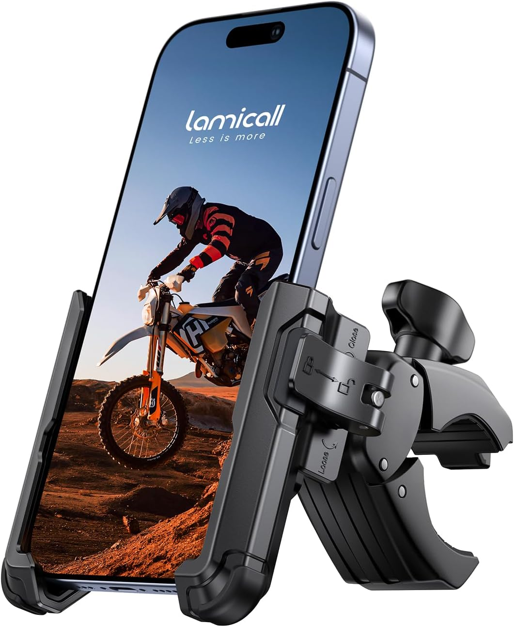 Lamicall Motorcycle Phone Mount Holder - [Camera Friendly] [1S Lock] 2025 Upgrade Bike Phone Holder Handlebar Clamp, Bicycle Scooter Smartphone Clip, for Iphone 16 15 14 Pro Max, 13 12 Mini Plus image number 6