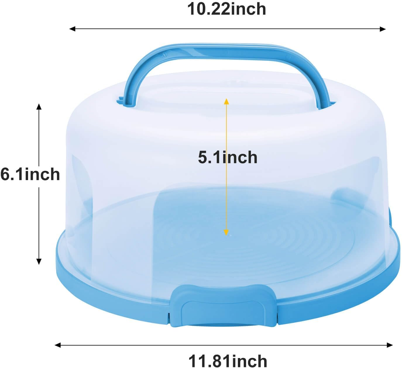 10 Inch Cake Carrier Stand round Holder Storage with Lid and Handle for Transport Storage Container Tray Cake Cover Stand Cupcake Containers Keeper Kitchen Cooking Box Large1Pack (Blue) - Blue image number 3