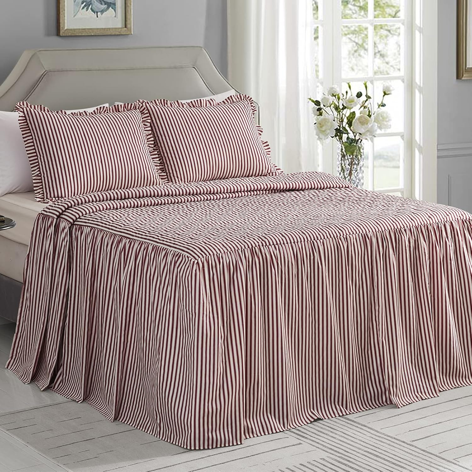 CHIXIN Oversized King Bedspread 128X120 Extra Wide - Lightweight Bedding Cover - Beautiful Stitching - 4 Piece Reversible Bedspread - Gorgeous Damask Paisley Pattern (King/Cal King, Seaglass)