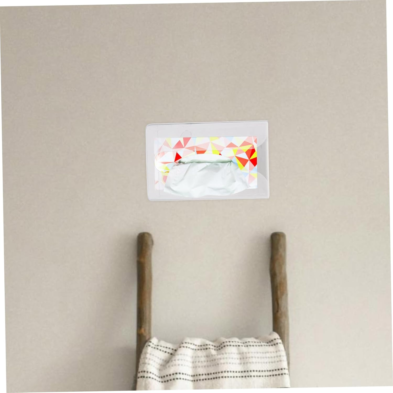 2Pcs Punching Free Wall Mounted Tissue Box Holder Plastic Non-Perforated Facial Tissues Box Storage Suitable for Bathroom Kitchen Toilet image number 3