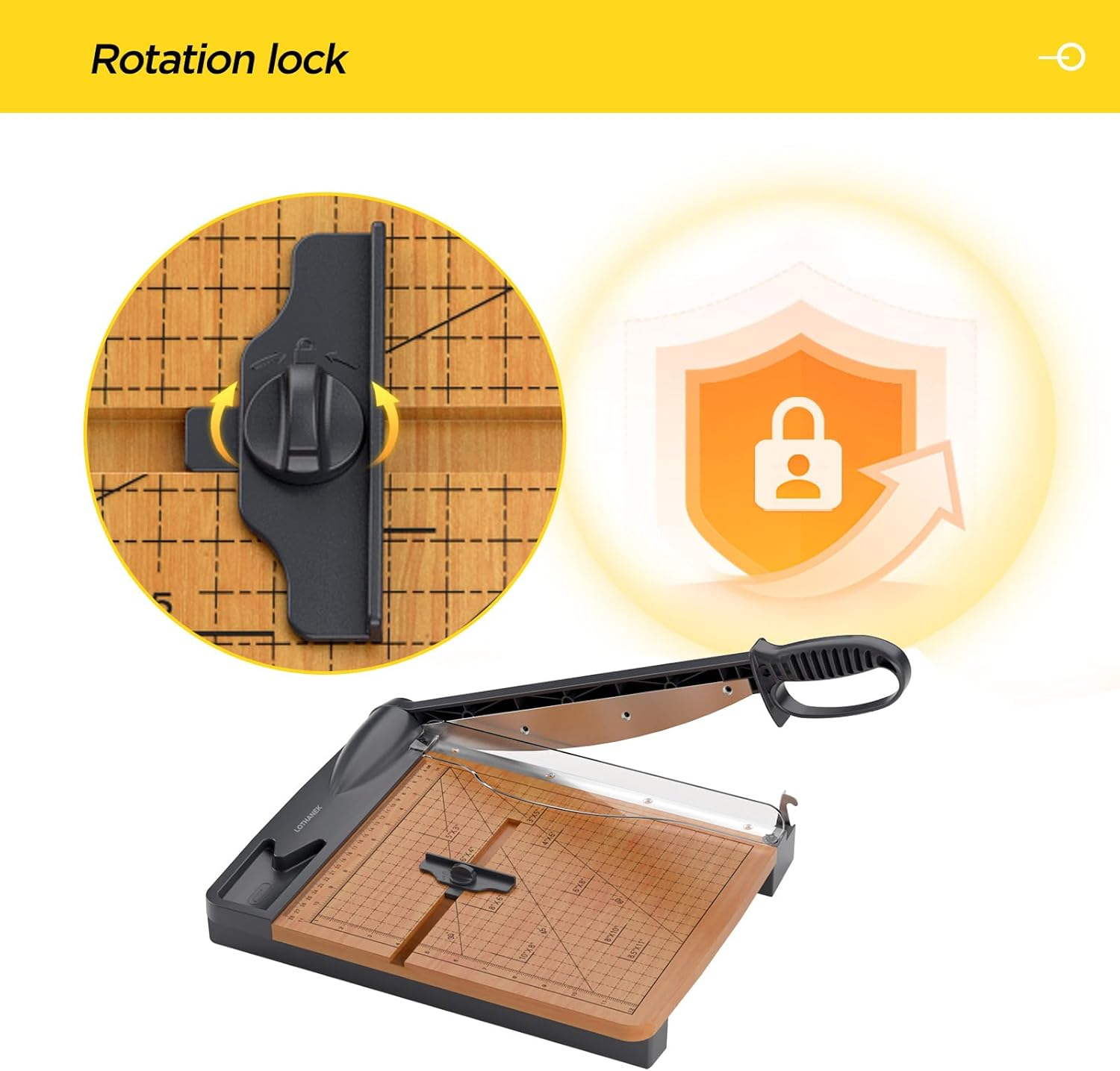 12'' Wood Guillotine Paper Cutter, Heavy Duty Wood Base Paper Trimmer with 32 Sheets Capacity Paper Cutting Board for Classroom, Crafting, Cardstock, Art Projects image number 2