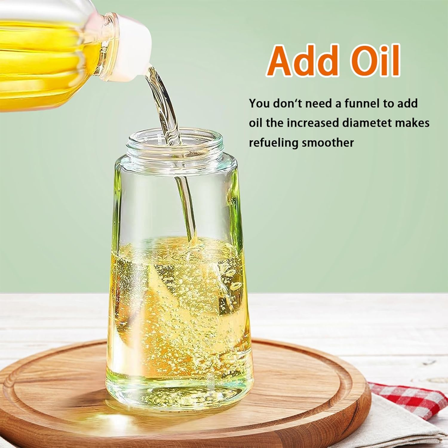 2 Pack Olive Oil Sprayer 2 in 1 Glass Bottle Dispenser 17Oz/500Ml Oil Mister with Premium Nozzle Pour and Spray for Kitchen Cooking Air Fryer, BBQ image number 6