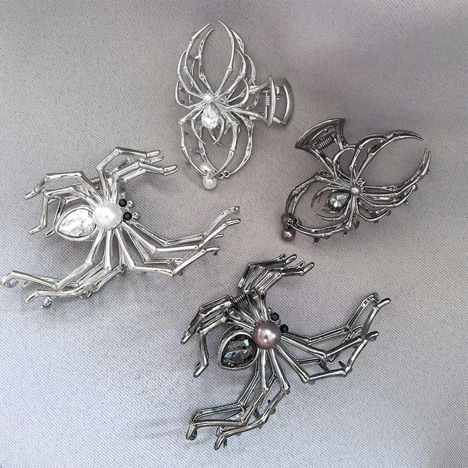 4 Pieces Spider Shaped Gripper Clips, Creative Hair Clips, Punk Style Accessories, Hairstyle Decorations, Clothing Accessories image number 1