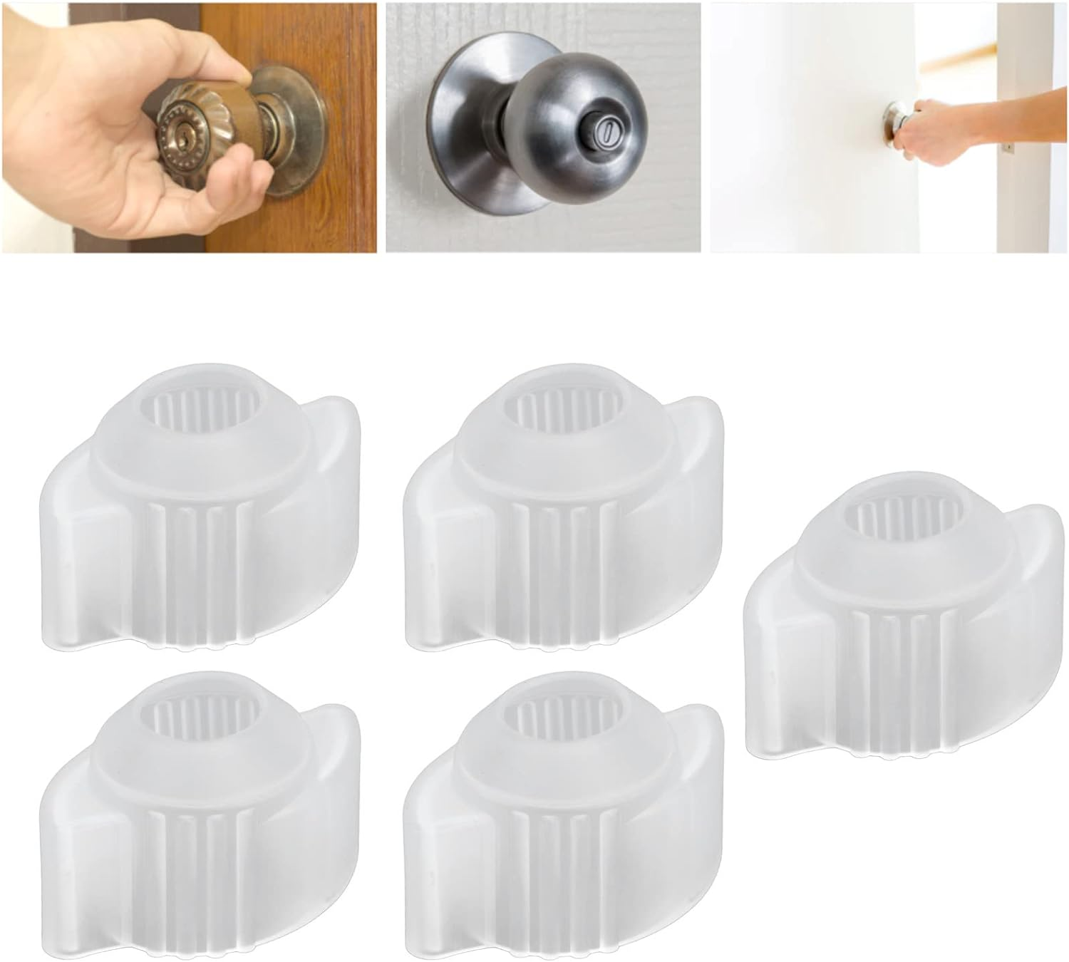 Door Knob Covers, 5Pcs Soft Silicone Door Knob Child Proof Cover, Easy Grip Antistatic Nonslip Door Handle Covers, Durable Protection Doorknob Bumper Grips for Household image number 3