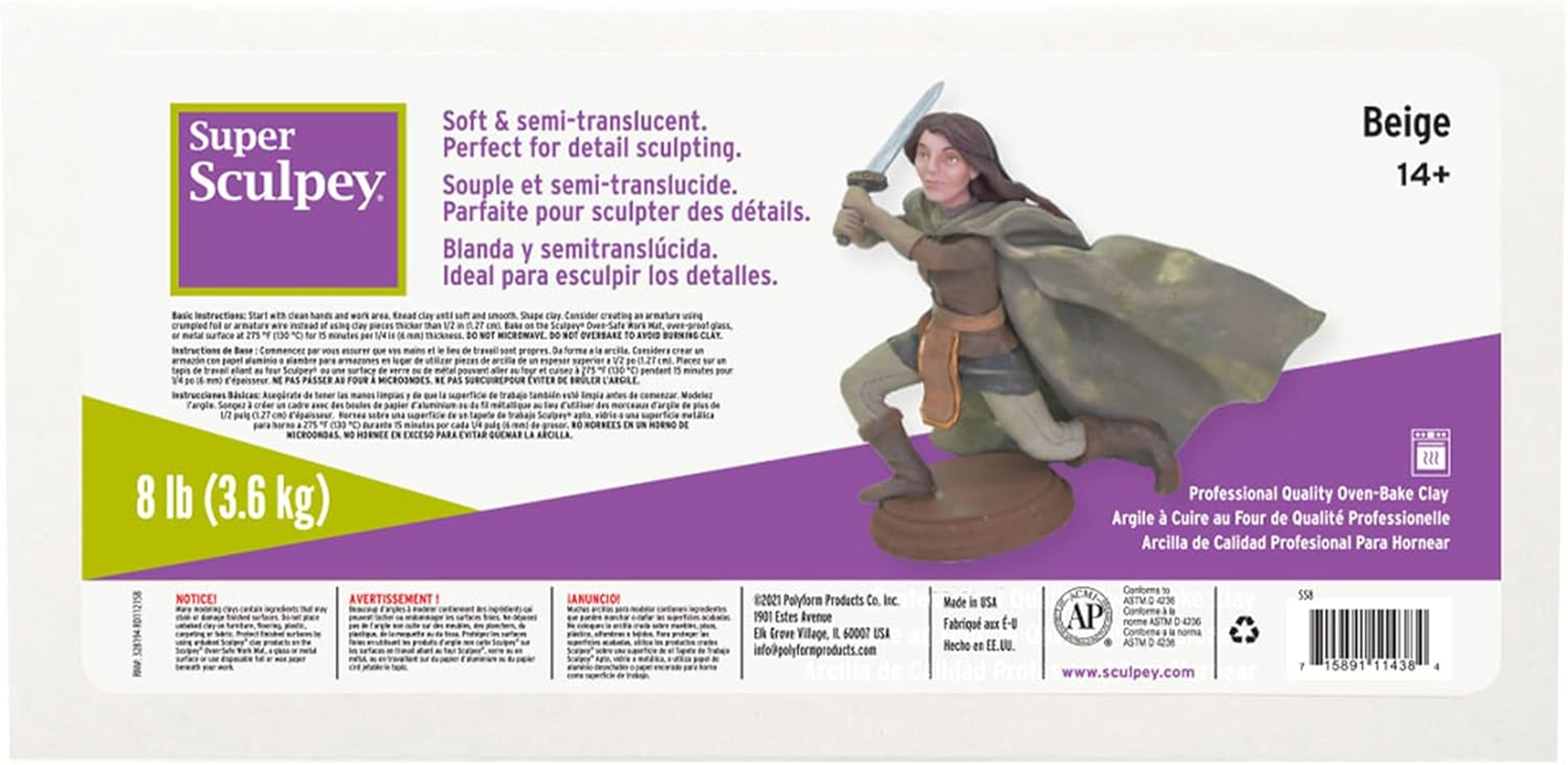 Sculpey Super Sculpey - 8Lb/3.6Kg - Beige/Flesh, Beige image number 6