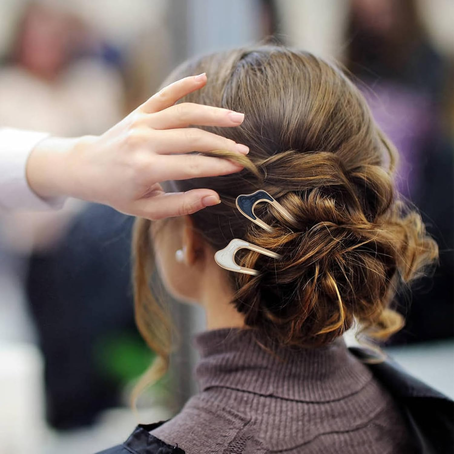 French Twist Hair Pin French Pins Hair Fork U Shaped Hair Pins for Women French Clip Hair Pins for Buns Hair Sticks for Buns Hairpin Gold Hair Pins for Styling Updo Hair Accessories for Women