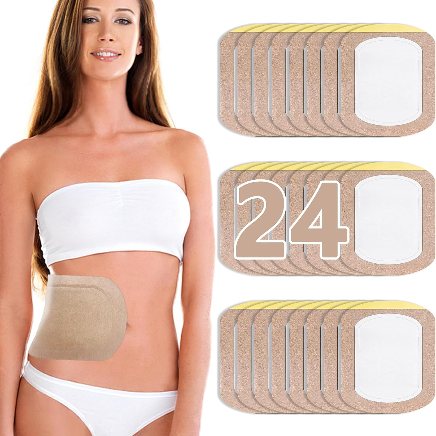 24Pcs Castor Oil Pack Wrap, Organic Cotton Castor Oil Patches Disposable, Self-Adhesive Castor Oil Wrap Pads, Portable anti Leakage No Wash Castor Oil Packs Kit image number 4