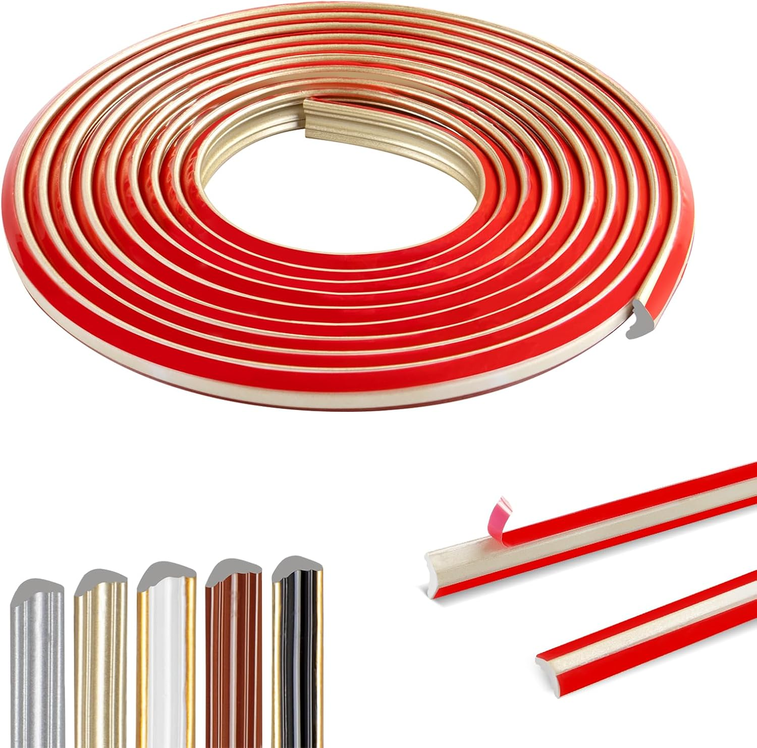 300Cm Flexible Moulding Trim Adhesive,Pvc Coving for Ceilings Waterproof,Corner Trim，Self Adhesive Trim for Wall，Edge Corner，Windows Door Mirror Frame and Border Edge(12 X 9Mm / Champagne Gold) image number 6