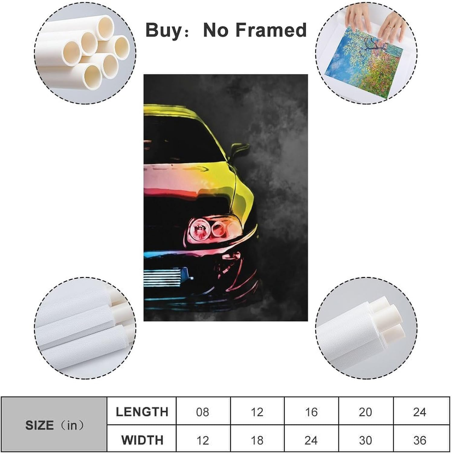 Car Poster Jdm Racing Car Poster Canvas Painting Wall Art Picture Home Decor Print for Bedroom Living Room Dorm Study Bar Office 12X18Inch(30X45Cm) image number 2