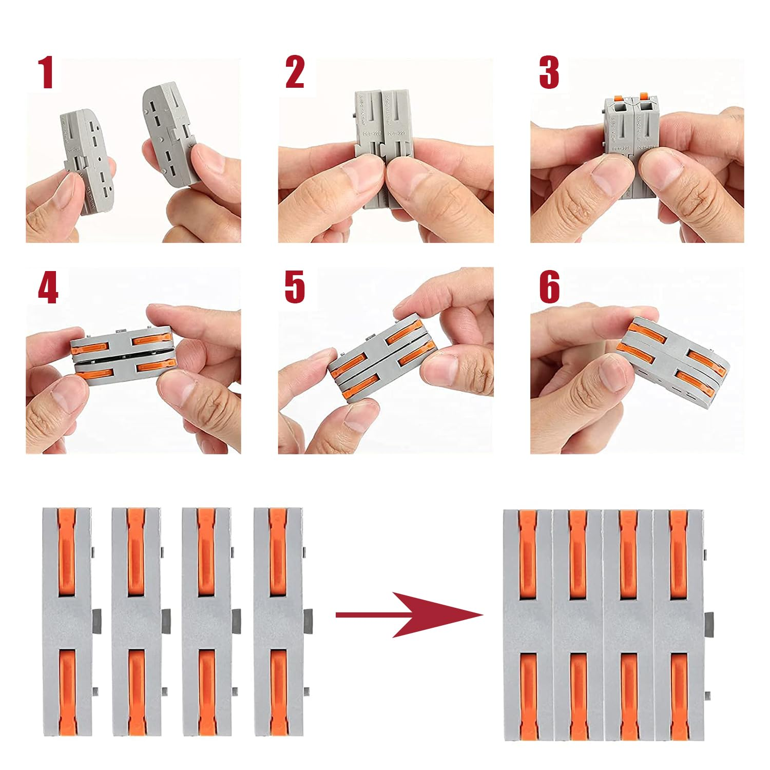Aikoolwer 36PCS Conductor Compact Connectors Lever Wire Nuts Electrical Connection Blocks Wire Terminals for Any Circuit Inline Splices 28-12 AWG SPL-1 Clamp Actuation Lever Bilateral image number 2