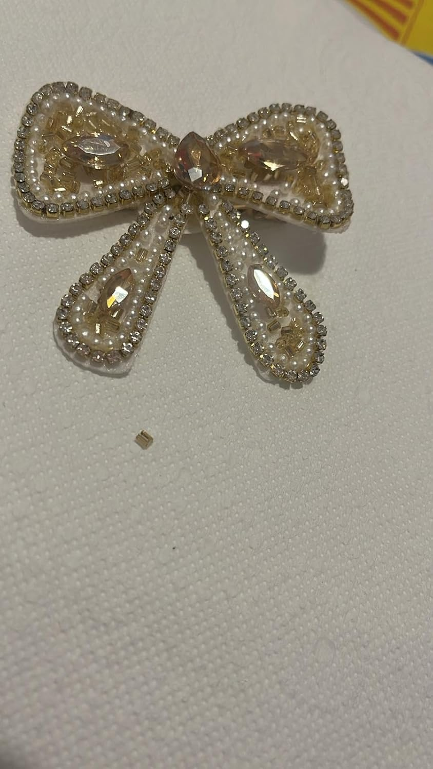 NTY Collections Rhinestone Bow Hair Clips &ndash; Sparkly French Design Barrettes, Crystal Bow-Knot Hair Accessories for Women & Girls, Party, Halloween, and Special Occasion Hairstyles -Pack of 1, Golden image number 4