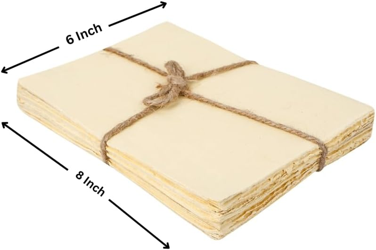 OVERDOSE Deckle Edge Paper - Pack of 50 - Handmade Blank Light Yellow Sheets - Paintings, Drawings, Letters, Stationery - Thick 200 GSM - Size 6X4 Inches image number 1