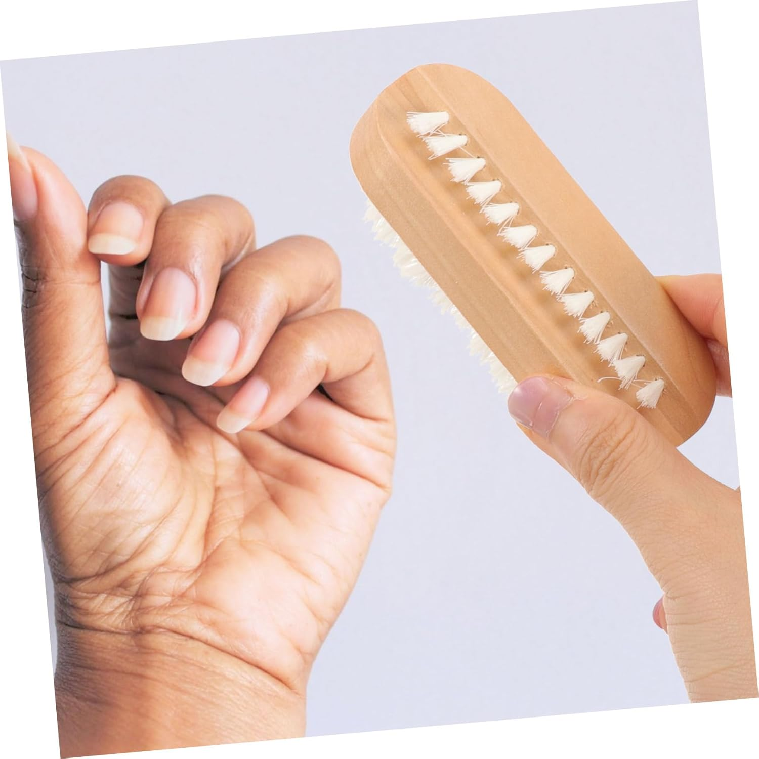 DRESSOOS 4Pcs Double Sided Wooden Nail Brush with Flexible Natural Bristles for Fingernail and Toe Cleaning Hand Scrubbing Tool Suitable for Men Women Kitchen Bathroom and Pet Random Color image number 4