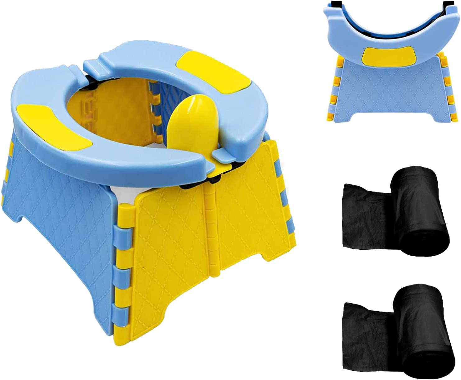 Portable Potty for Toddler Travel, Foldable Potty Training Seat with 60Pcs Trash Bag and Storage Bag, Toddler Potty Chair Seat for Home, Car, Outdoor Travel, Picni (Orange)