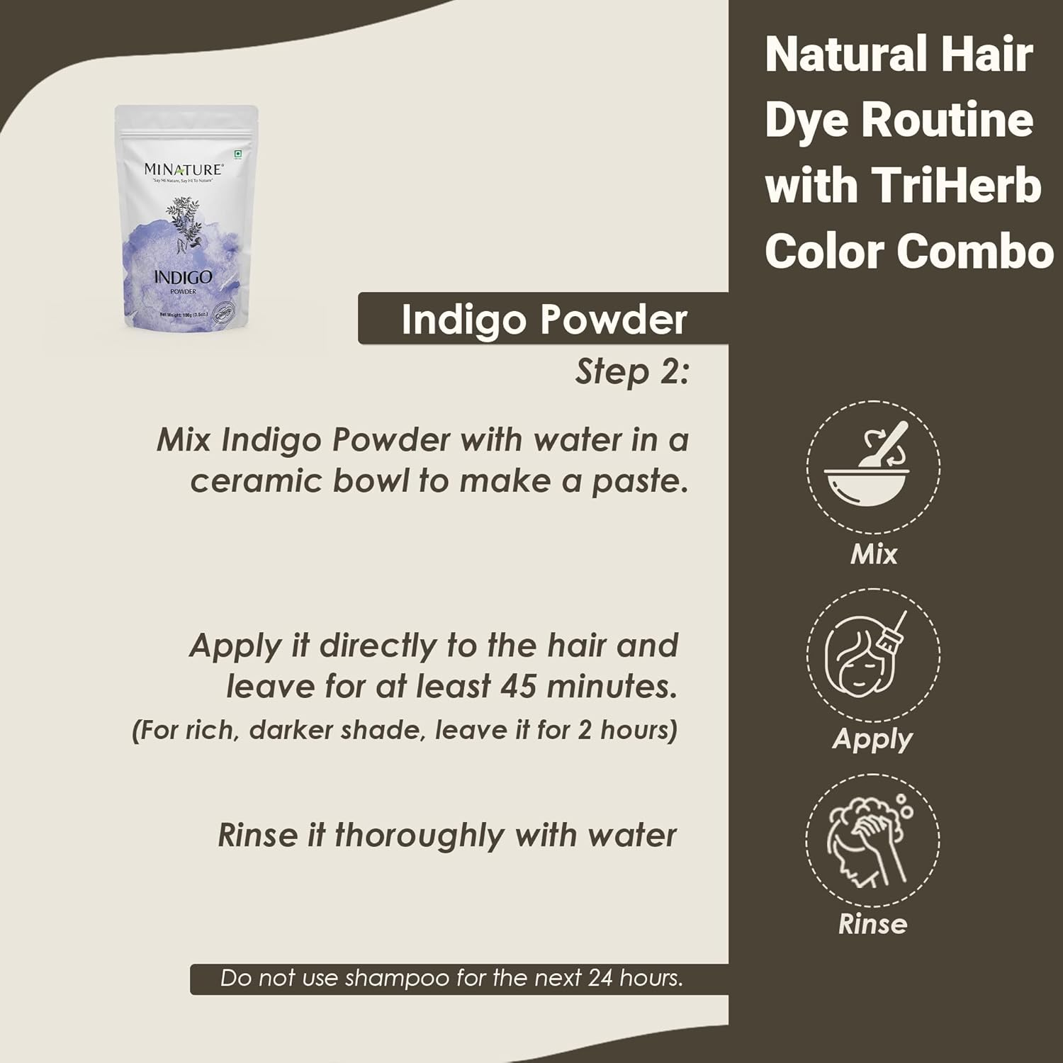 Mi Nature Triherb Color Combo 300G (100G X 3) | Natural Care Kit with Henna, Indigo & Amla Powder | Colour with Care image number 6