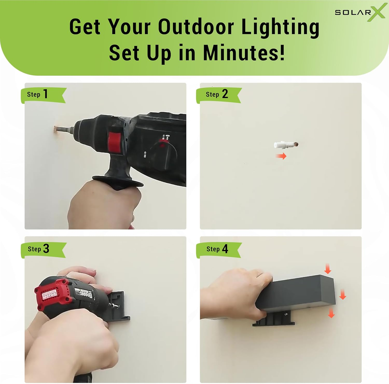 Solarx Solar Wall Light Outdoor Waterproof -1000 Lumens LED Tube Wall Light with 4 Lighting Modes &ndash; Solar Lights Outdoor with ALS Technology for Yard, Patio, Garden, Garage and Porch image number 3