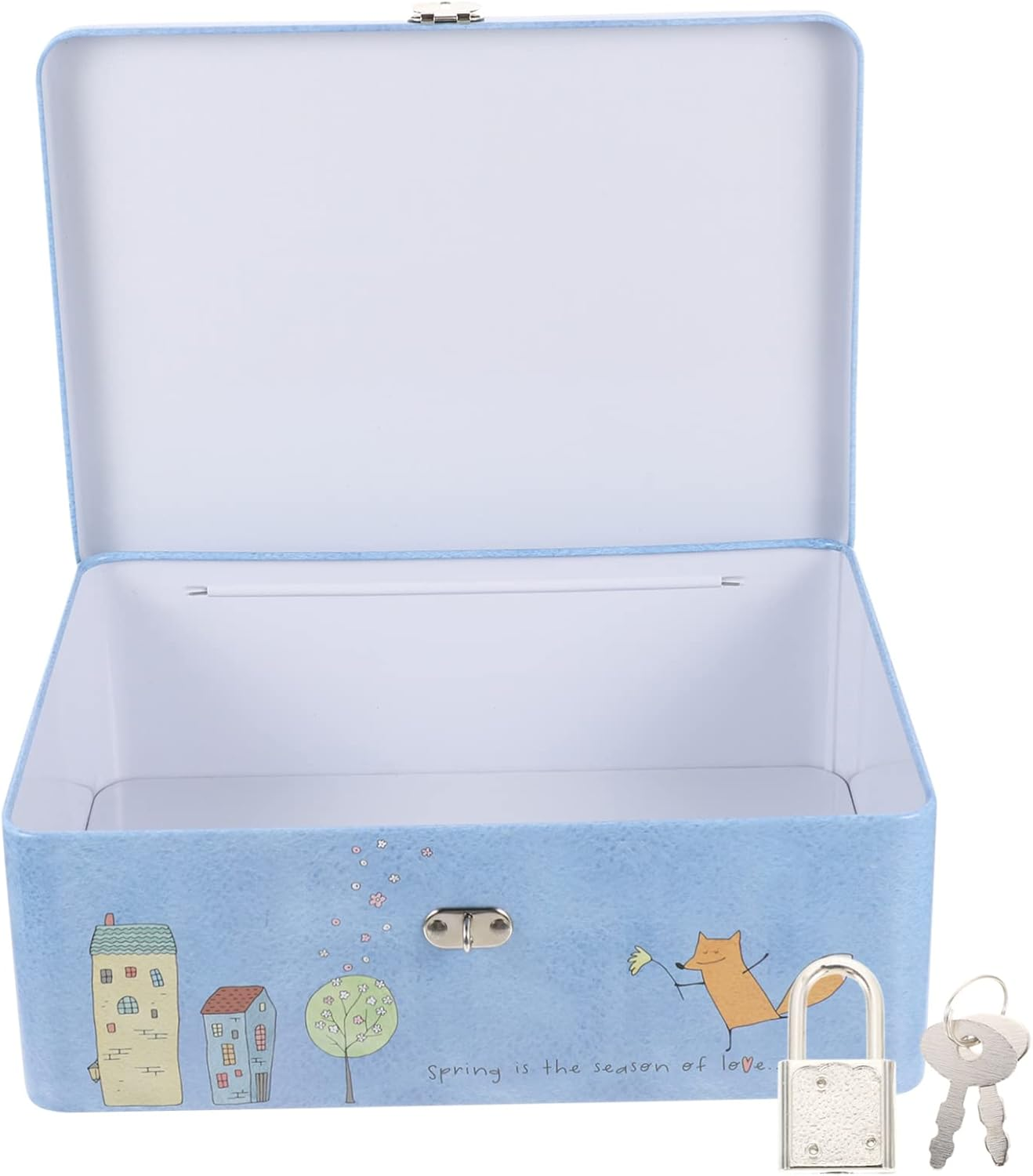 Angoily Vintage Tin Box Lock Portable Lockable Storage Box Small Tin for Desktop Organiser image number 5