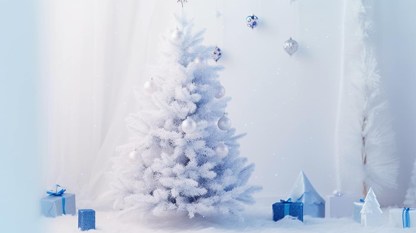 Ariv Hommey 6Ft 1.8M White Christmas Tree, with Bushy 1200 Tips Metal Stand, Easy Assembly 180Cm Artificial Xmas Tree Decoration for Indoor Outdoor Home Party Holiday image number 1