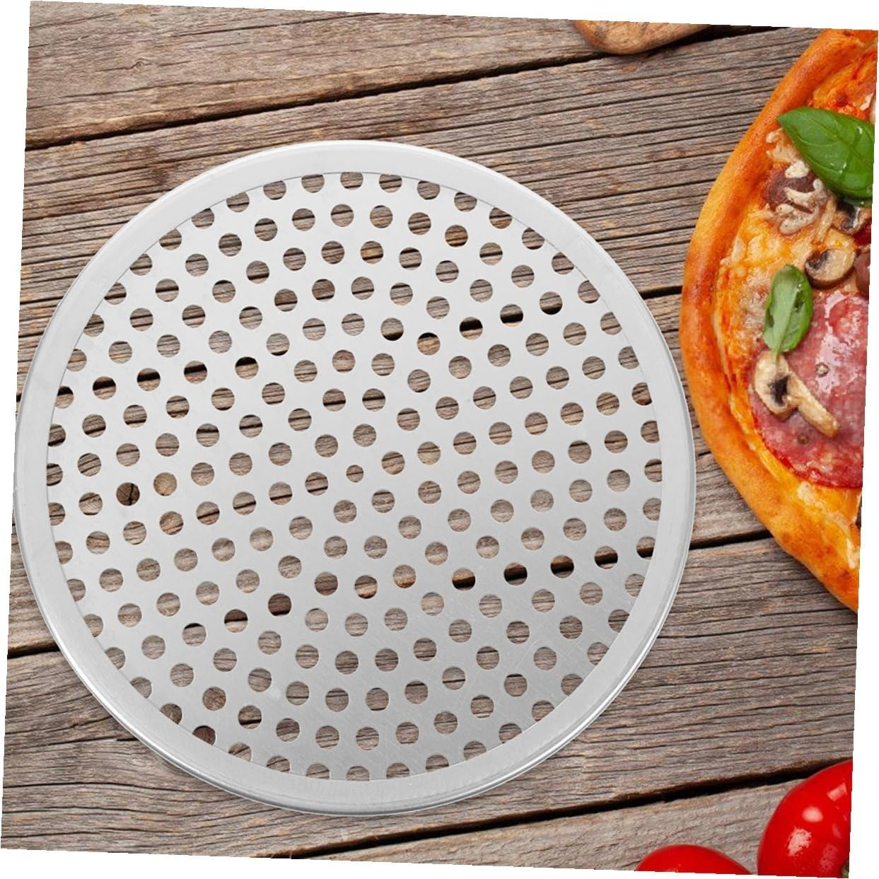 VINTORKY Perforated Pizza Pan with Holes 12-Inch Aluminium Alloy round Baking Tray Metal Pizza Plate for Oven Kitchen Bakeware