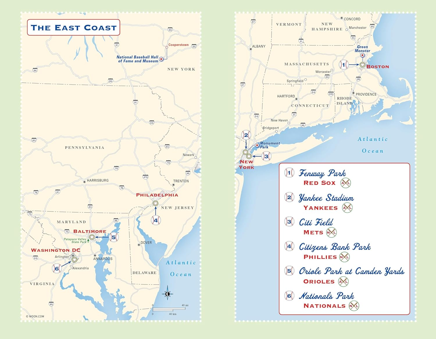 Moon Baseball Road Trips: the Complete Guide to All the Ballparks, with Beer, Bites, and Sights Nearby image number 5
