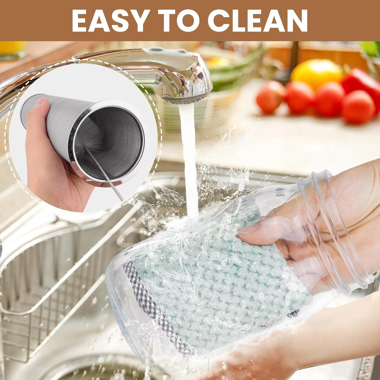 Cold Brew Coffee Maker,32 Oz Mason Jar Pitcher with Stainless Steel Filter, Pour Spout Handle Lid, Heavy Duty Glass Airtight & Leak-Proof Pitcher for Iced Coffee Tea Lemonade-Black image number 2