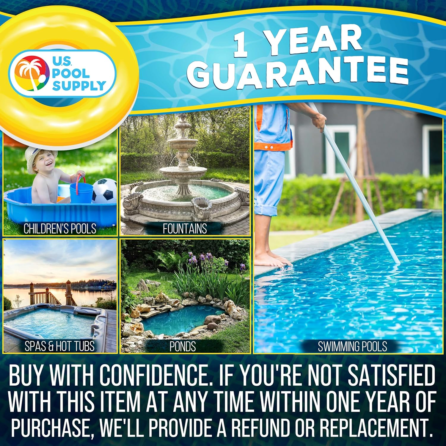 U.S. Pool Supply Swimming Pool 6 Foot Leaf Skimmer Net with 4 Deluxe Aluminum Pole Sections - Ultra Fine Mesh Netting, Clean and Remove the Finest Debris Fast - Pool, Spa, Pond Cleaning Maintenance image number 6