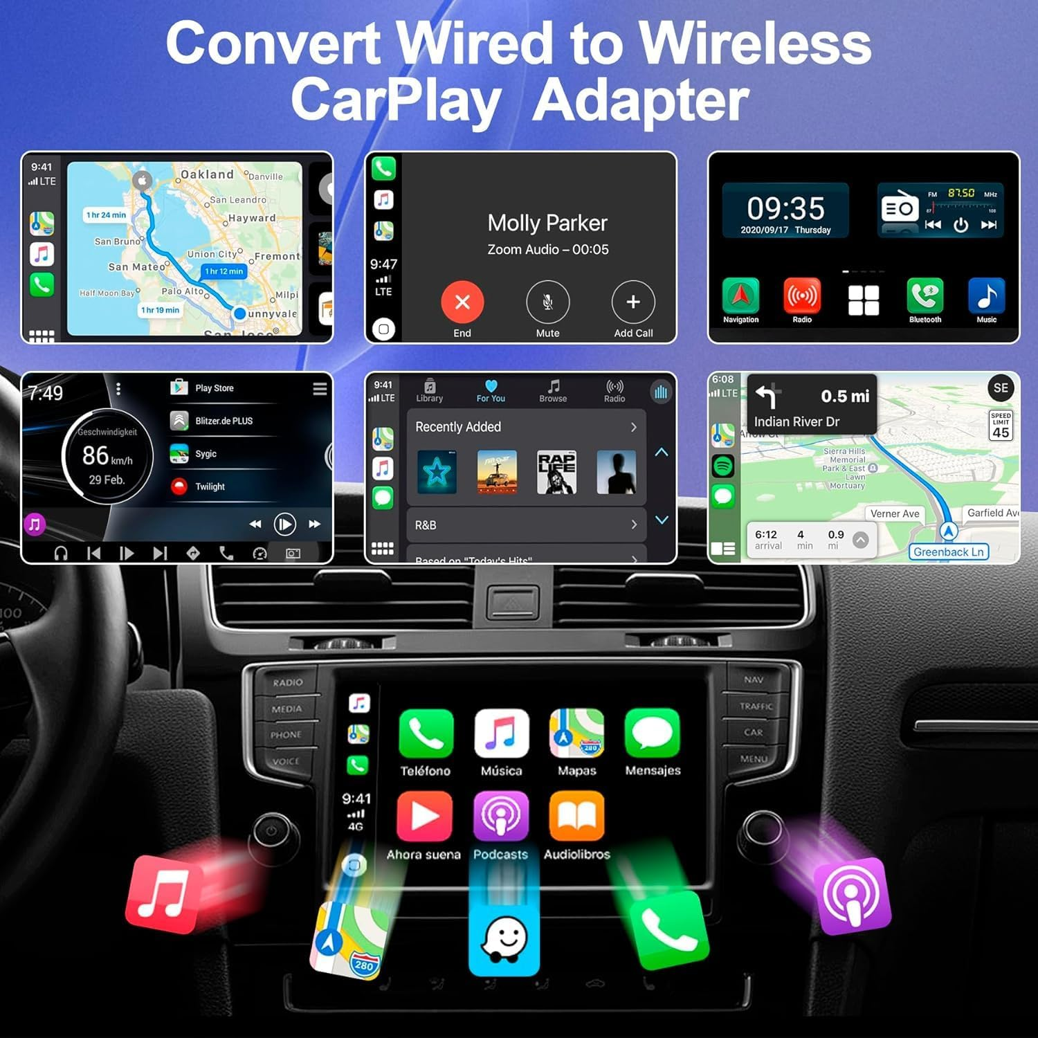 Wireless Carplay Adapter, Wireless Carplay Dongle, Plug and Play Adapter, Compatible with Cars from 2016 & Iphone Ios 12+（Black） image number 4