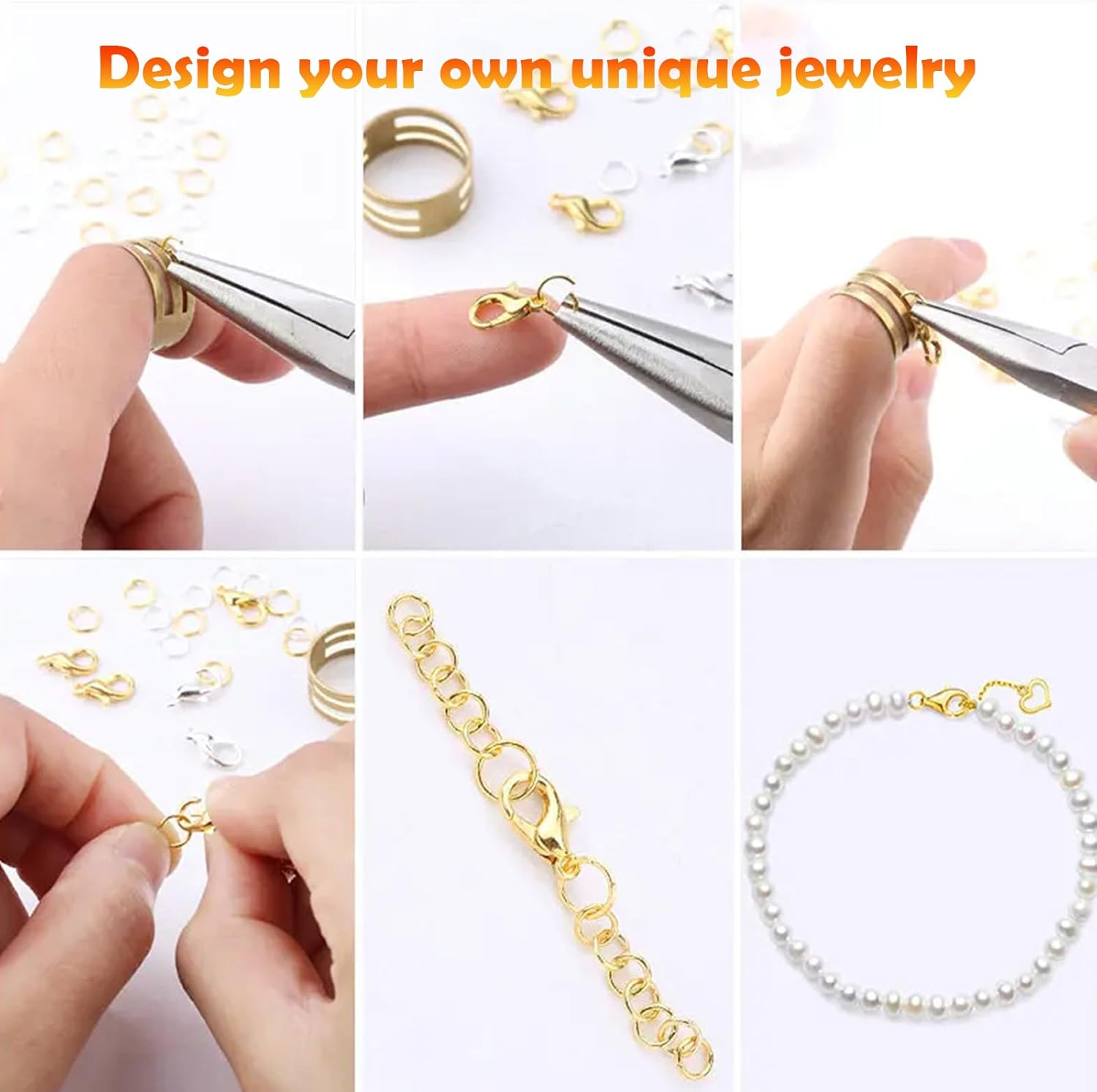 345Pcs Jewelry Making Jump Ring Lobster Clasp Kit,Open Jump Ring Jewelry Making Supplies,Diy Make Bracelet Necklace Material Accessories