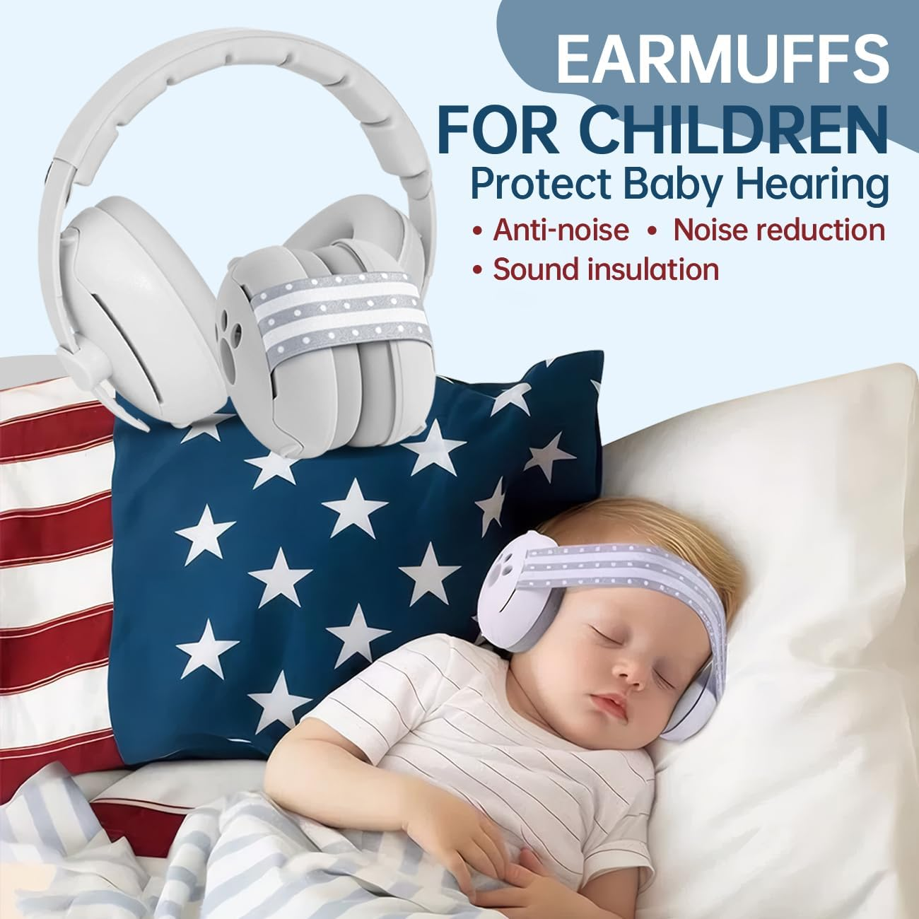 Baby Ear Protection, 2-In-1 Baby Ear Muffs Noise Protection, Earmuffs Adjustable, Baby Headphones with Stretch Band, Infant Hearing Protection,A Must-Have for Babies on the Go and Travelling image number 5