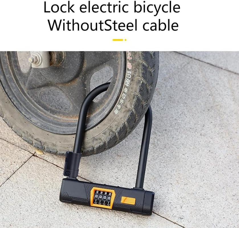 Bike Locks Heavy Duty anti Theft, Combo Bike U Lock, 4-Digit Resettable Combination Bicycle Lock, Large U Shaped Ebike Lock with 5Ft Steel Cable for Electric Bike, Escooter, Motorcycle,Door image number 1