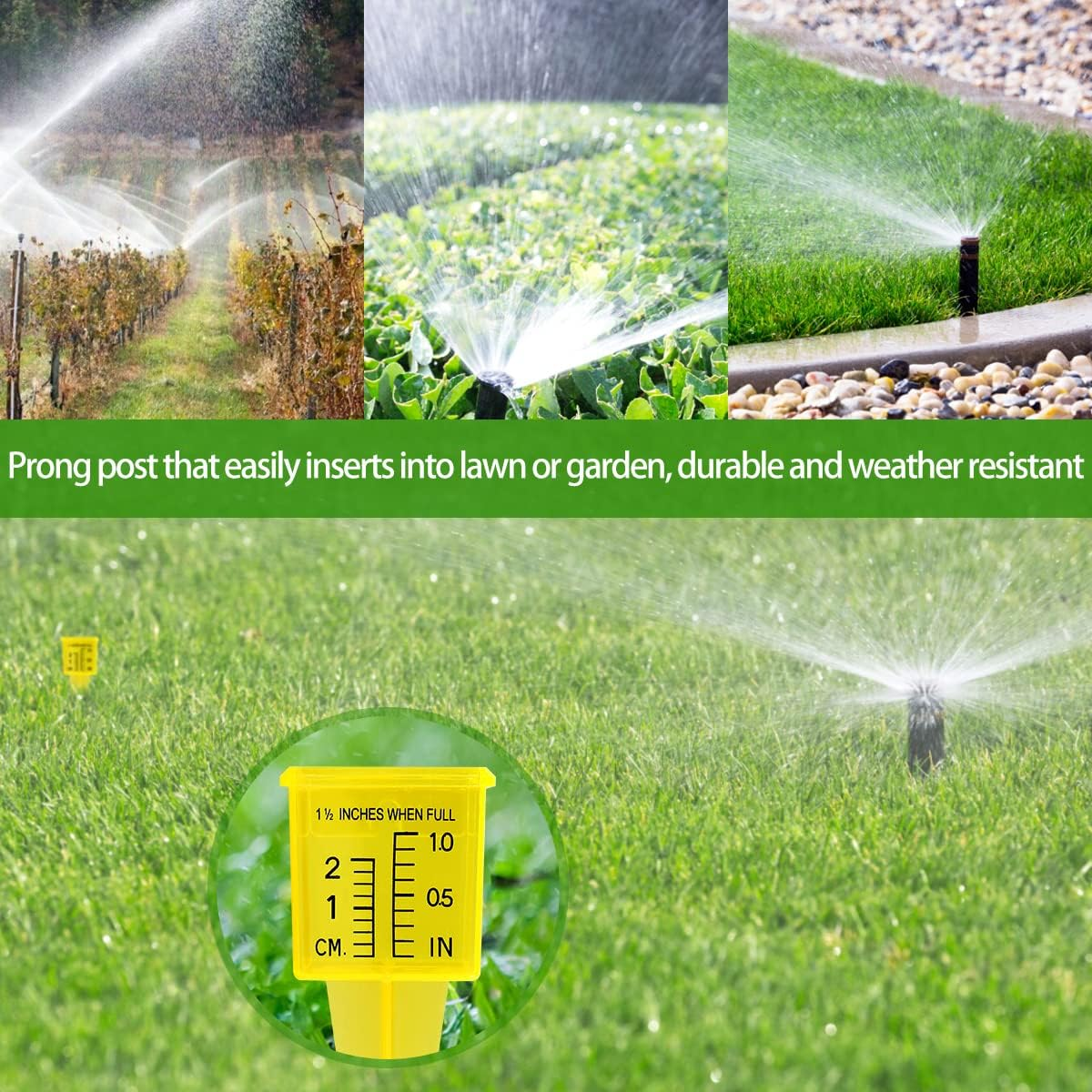 Bright Yellow Transparent Rain Gauge Outdoor Water Measuring Tool Plastic Sprinkler Gauge Instrument Reusable Garden Water Gauge Sprinkler Gauge for Garden Lawn Backyard (10Pcs) - 20Pcs image number 4