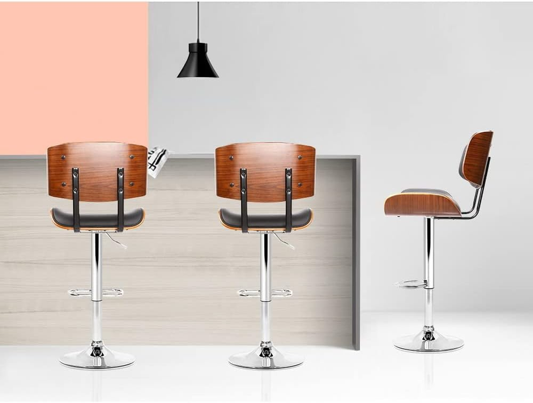 Artiss Bar Stools Stool Adjustable Kitchen Swivel Counter Barstools Dining Chair Chairs Gas Black Leather in 64-85Cm Seat Height Floor Set for Home Dining Room Cafe Outdoor Indoor image number 4