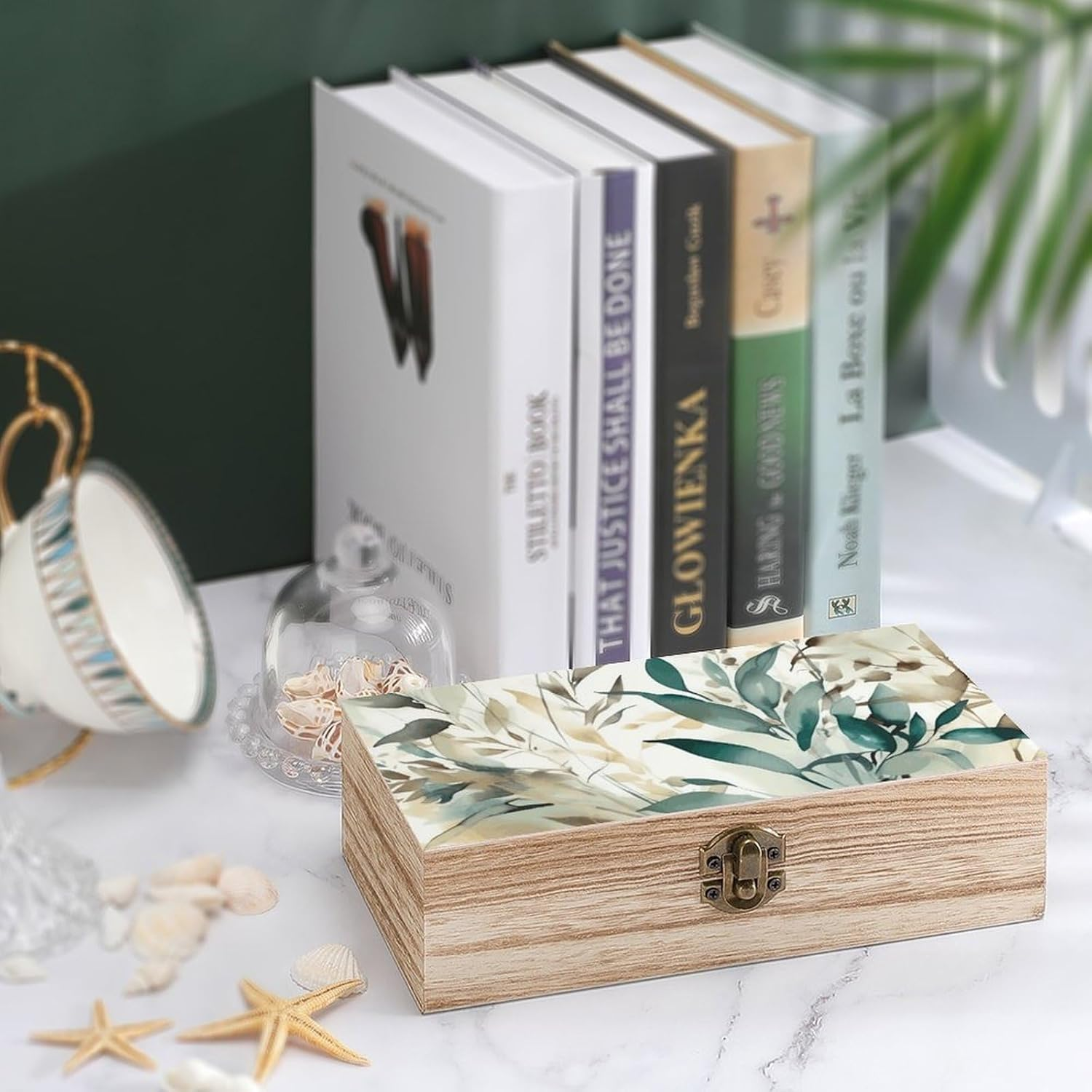 Leaves Wooden Box Wood Wedding Keepsake Boxes with Lids Small Decorative Boxes Lightweight Wooden Memory Storage Box for Crafts Keepsakes Jewelry Photo Letter Storage image number 6