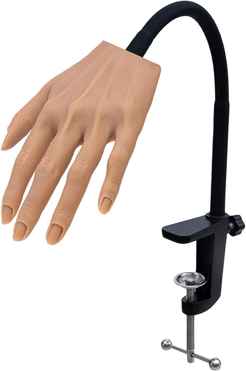 XMASIR Practice Hand for Nail Design, Silicone Hand Fake Nails Practice Hands Hand Training Practice Model Nail Art Manicure Set for DIY (Left) image number 6