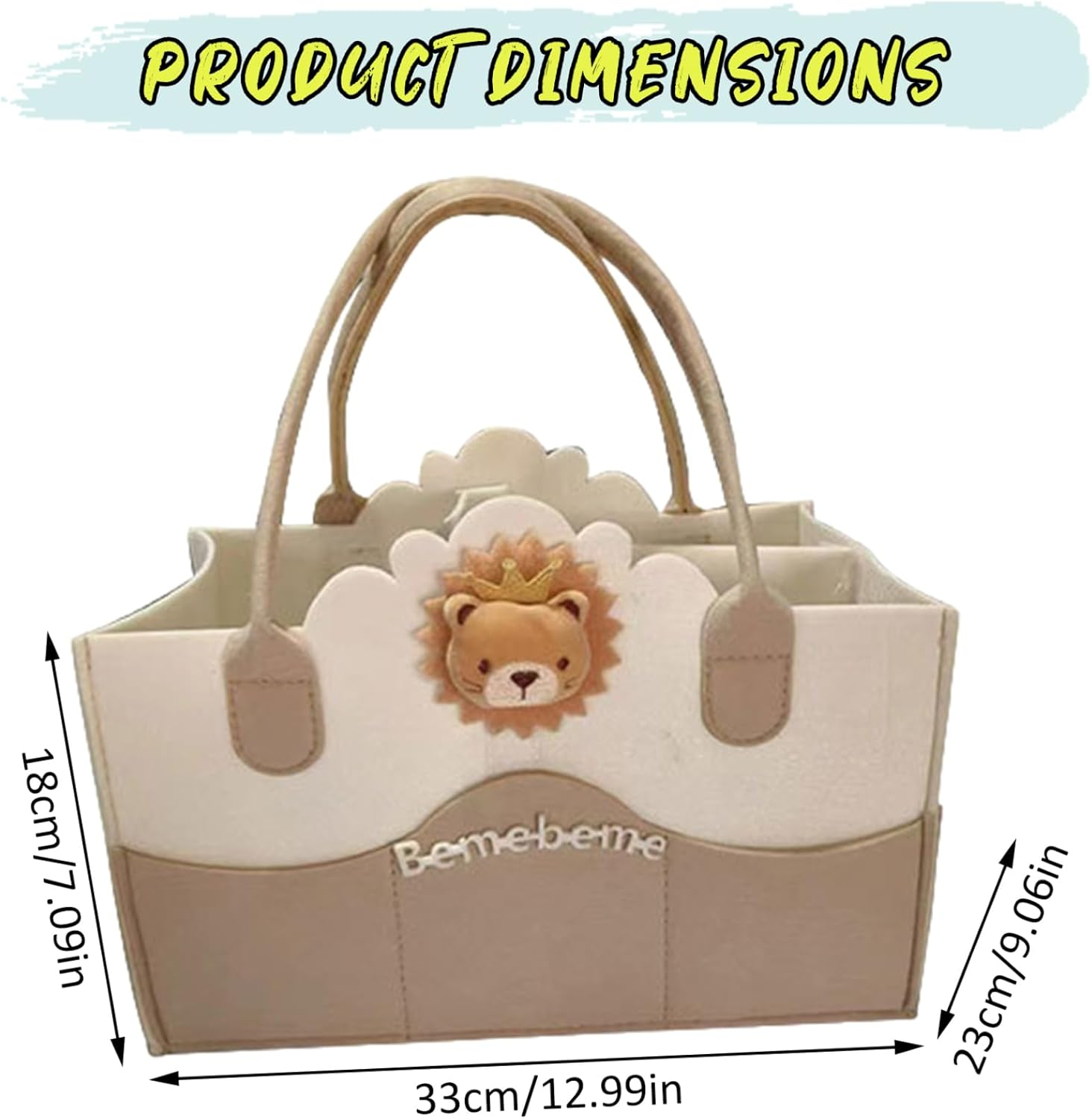 Baby Caddy Organizer Thicken Cartoon Felt Multifunctional Portable Baby Diaper Caddy Nursery Storage Bag for Mom Kids image number 4