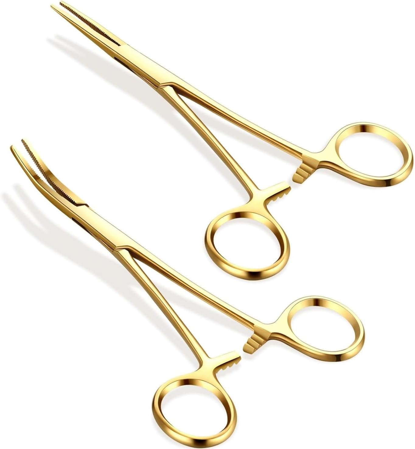 Kelly Forceps/Clamps STR and CVD Medical Veterinary, Nurse, Dissection, Hemostats, Locking Forceps, Dog Pulling Hair, Fishing, Gold, 5.5""