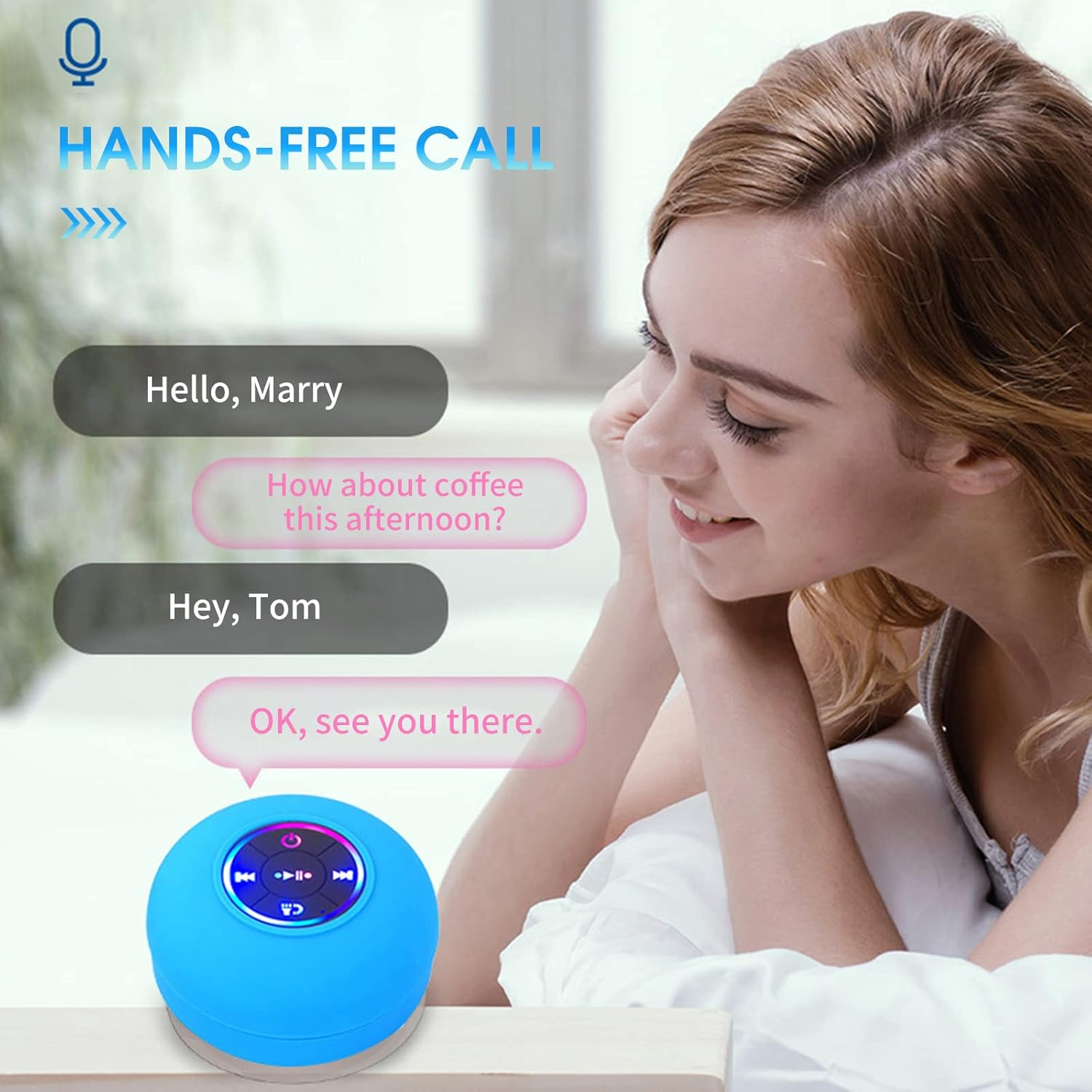 Bt 5.0 Speaker Ipx4 Speaker with Suction Cup Shower Speaker with Built-In Mic Hands-Free Call Ambient Light, Black Black