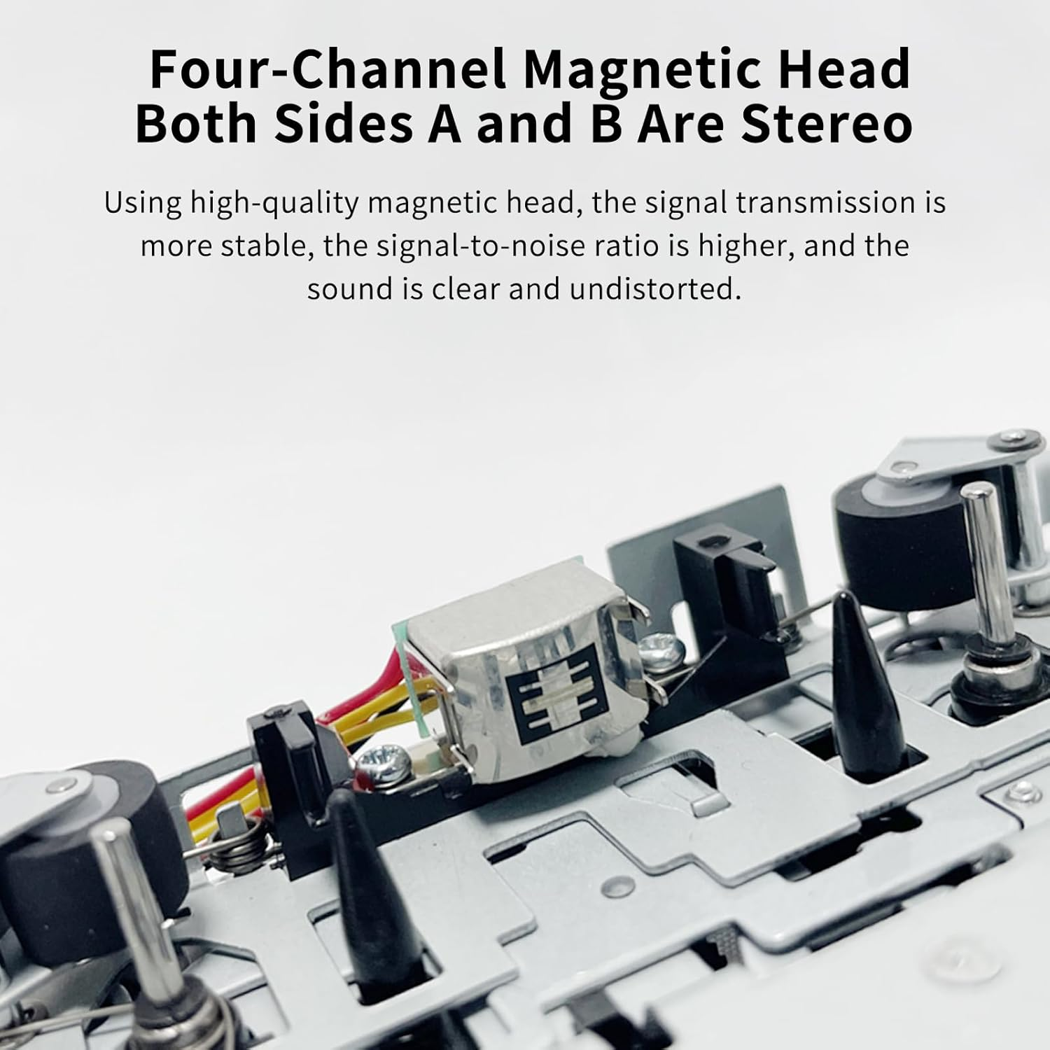 Walkman Auto Reverse ＆Clear Stereo Cassette Player,Built-In Cool Copper Wheel Movement＆Earphone,Cassette Tape to MP3 Converter with Tape Converter Software,Powered by USB Power Cord or AA Battery image number 4