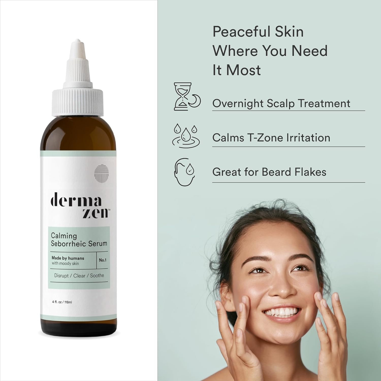 Dermazen Calming Seborrheic Serum, Dermatologist Recommended, Topical Serum for Hair, Face, and Body (4Oz) image number 2